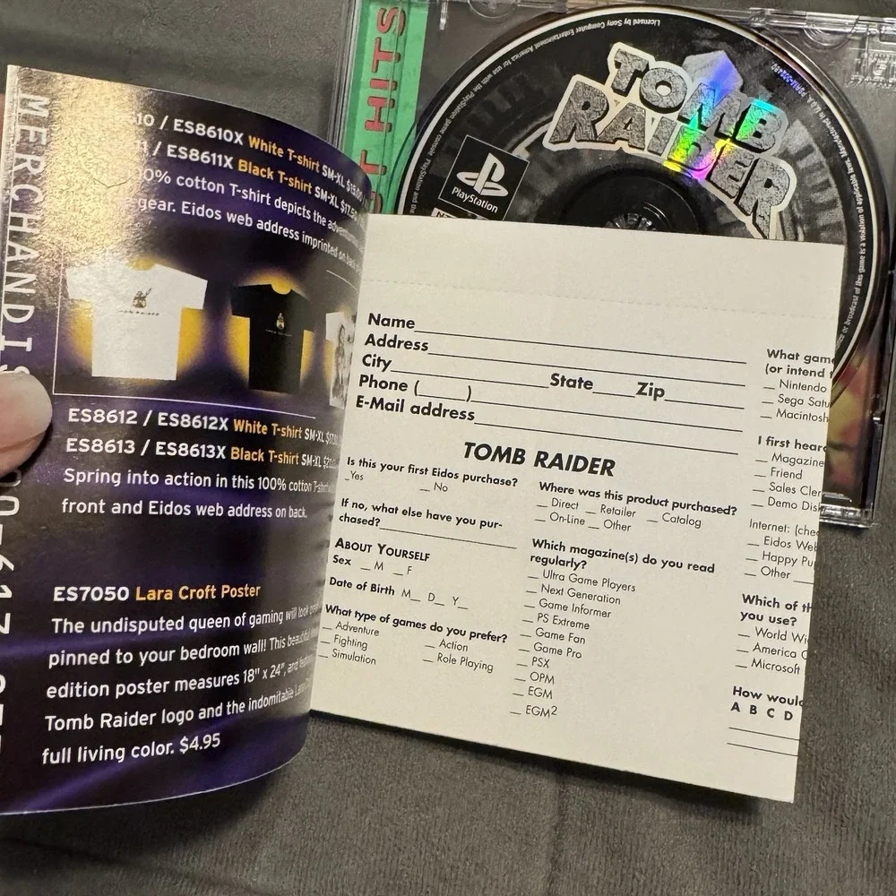 Tomb Raider Greatest Hits PS1 Playstation 1 Complete + Reg Card